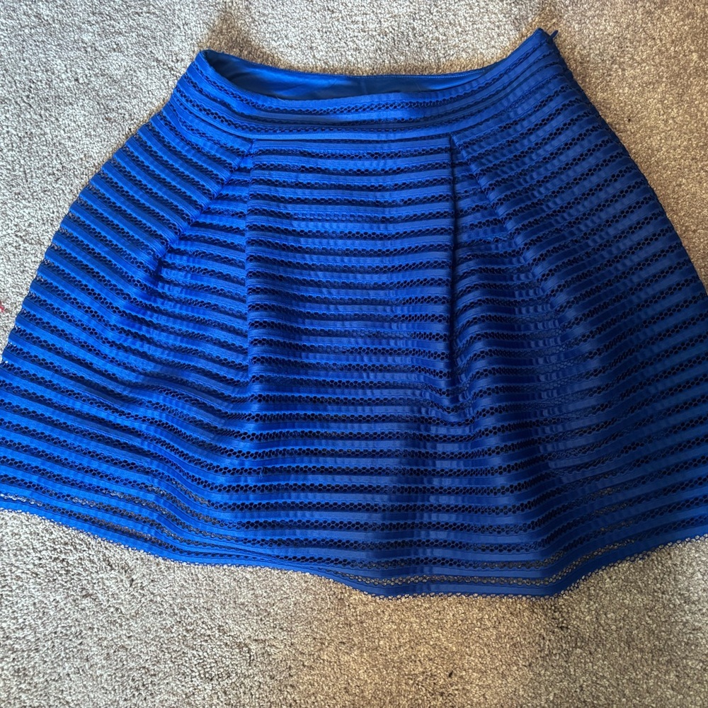 Express Size 10 Royal Blue Textured Skater Skirt